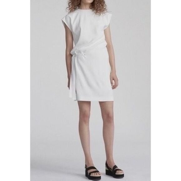 NWOT Rag & Bone Etta Silk Blend Side Tie Capped Sleeve White Knee Length Dress S - Picture 1 of 11